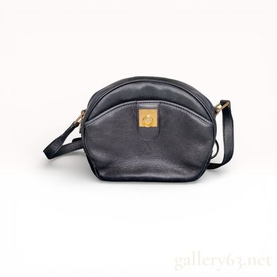 Sale Photo Thumbnail #614: Celine Vintage Ring-Clasp Front Pocket Crossbody Bag Black Leather