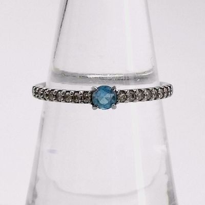 Sale Photo Thumbnail #53: 10K White Gold Ring with Diamonds and Round Cut London Blue Topaz