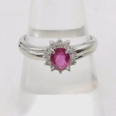 Sale Photo Thumbnail #297: Platinum.60ct Ruby and.15ctw Diamond Cluster Ring