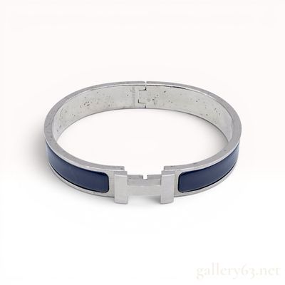 Sale Photo Thumbnail #120: Hermes Clic H Enamel and Palladium-Plated Bangle Bracelet with Box