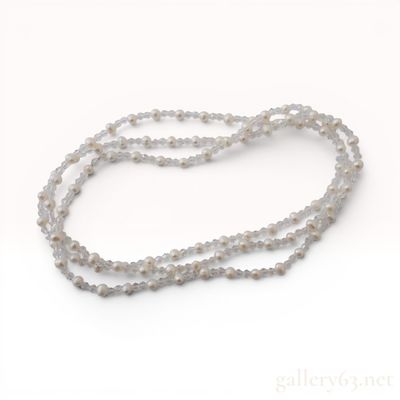 Sale Photo Thumbnail #300: Semi-Round Cultured Pearl and Cut Crystal Endless Rope Necklace
