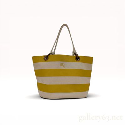 Sale Photo Thumbnail #212: Burberry Blue Label Striped Canvas and Leather Tote Bag with Pouch