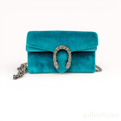 Sale Photo Thumbnail #473: Gucci Teal Velvet Dionysus Super Mini Shoulder Bag