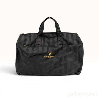 Sale Photo Thumbnail #215: Valentino Ghiberty Italy Black Striped Travel Weekender Bag