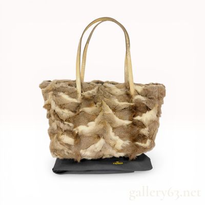 Sale Photo Thumbnail #376: Fendi Pieced Fur Tote Bag with Lizard Leather Handles