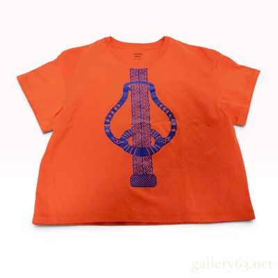 Sale Photo Thumbnail #541: Hermes Fantaisie d'Etriers Orange Cotton Graphic T-Shirt, Size 38