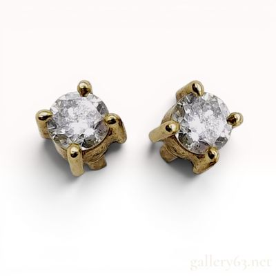 Sale Photo Thumbnail #169: A Pair of Diamond Stud Earrings in 14 Karat Yellow Gold
