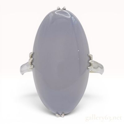 Sale Photo Thumbnail #423: 14 Karat White Gold and Oval Blue Chalcedony Ring