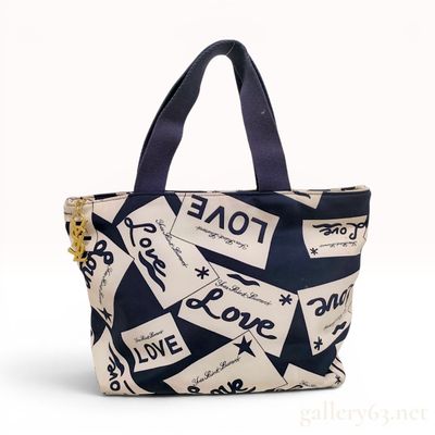 Sale Photo Thumbnail #484: Yves Saint Laurent Navy Blue Nylon LOVE Print Tote Bag