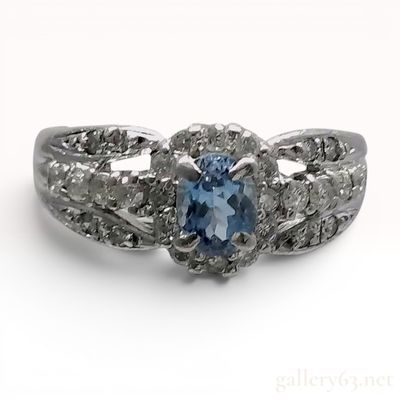 Sale Photo Thumbnail #229: Aquamarine and Diamond Platinum Pinky Ring