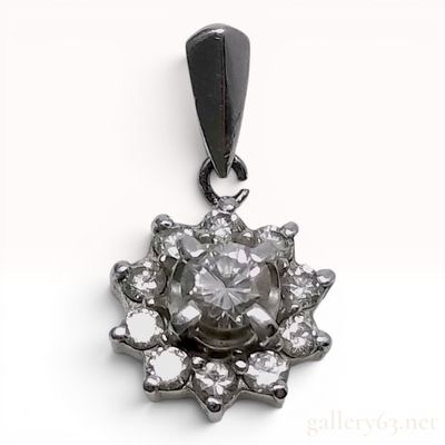 Sale Photo Thumbnail #338: 18 Karat White Gold.40ct Diamond Halo Cluster Pendant