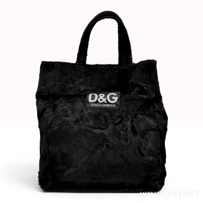 Sale Photo Thumbnail #344: D&G Dolce and Gabbana Black Faux Fur Tote Bag