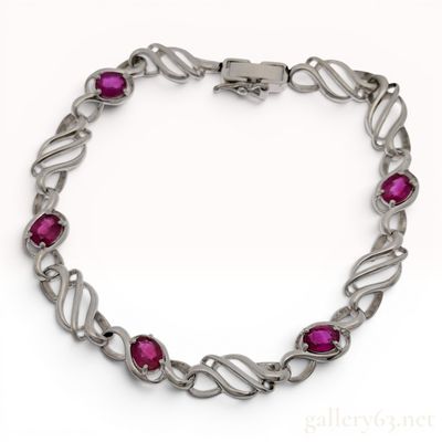 Sale Photo Thumbnail #621: Platinum and 2.58ctw Ruby Openwork Link Bracelet