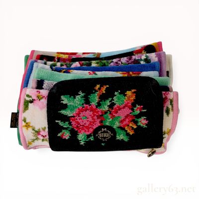 Sale Photo Thumbnail #508: A Collection of Feiler Chenille Floral Pouch and Hand Towels
