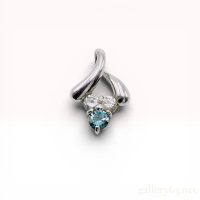 Sale Photo Thumbnail #104: Platinum Blue Diamond and Colorless Diamond Bypass Pendant