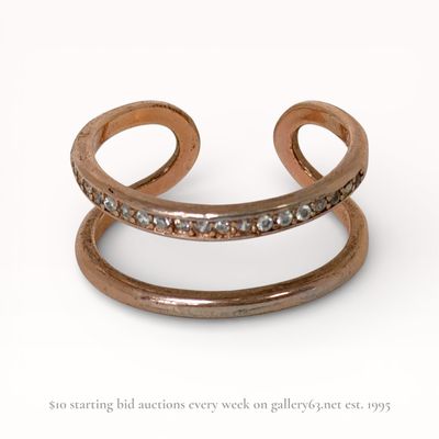 Sale Photo Thumbnail #608: Rose Gold Plated Sterling Silver Open Double Band Ring