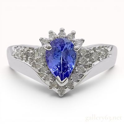 Sale Photo Thumbnail #254: Tanzanite and Diamond 14 Karat White Gold Ring