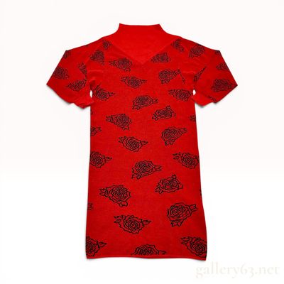 Sale Photo Thumbnail #110: Vintage Red Knit Short-Sleeved Mock-Neck Dress Attributed to Christian Dior