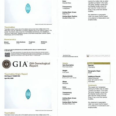 Sale Photo Thumbnail #619: A Pair of Brazilian Paraiba Tourmalines with GIA Reports