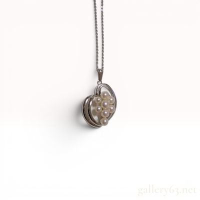 Sale Photo Thumbnail #198: A Trio of Silver Jewelry Items Including a Mikimoto Cultured Pearl Necklace