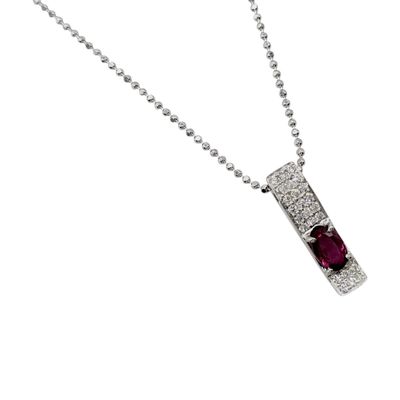Sale Photo Thumbnail #202: Platinum Ruby and Diamond Bar Pendant Necklace