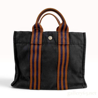 Sale Photo Thumbnail #433: Hermes Navy Blue Canvas Fourre-Tout PM Tote Bag