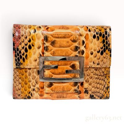 Sale Photo Thumbnail #570: Fendi Python Skin Tri-Fold Wallet with FF Buckle