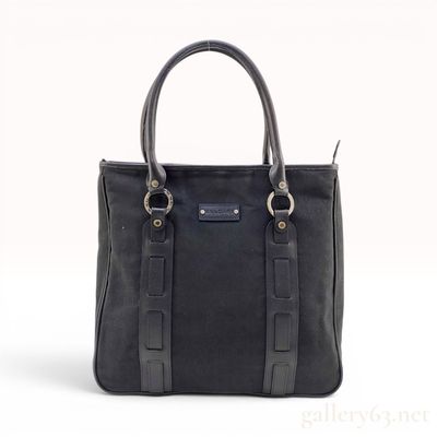 Sale Photo Thumbnail #252: BVLGARI Black Logomania Canvas and Leather Tote Bag