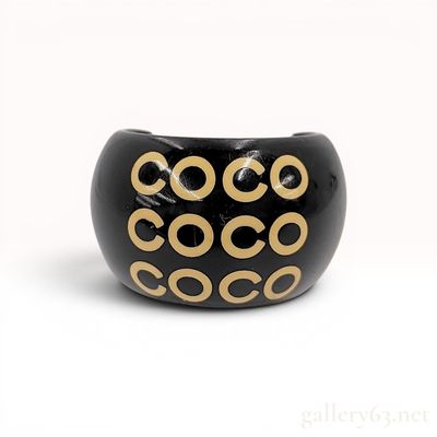 Sale Photo Thumbnail #453: Coco Chanel Black Resin Wide Dome Ring