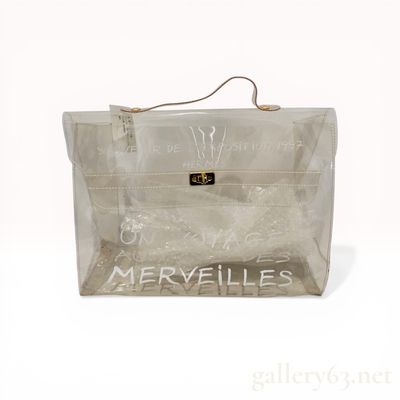 Sale Photo Thumbnail #392: Hermes Vinyl Kelly Souvenir de l Exposition 1997 Clear Handbag