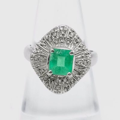 Sale Photo Thumbnail #225: Platinum, Emerald and Diamond Ballerina Cocktail Ring