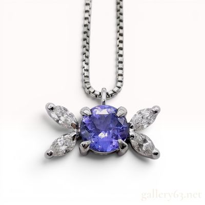 Sale Photo Thumbnail #481: Tanzanite and Diamond Platinum Pendant Necklace w/Box