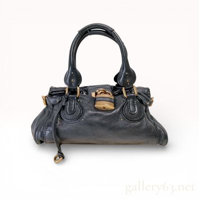 Sale Photo Thumbnail #518: Chloe Paddington Medium Grained Leather Satchel in Black