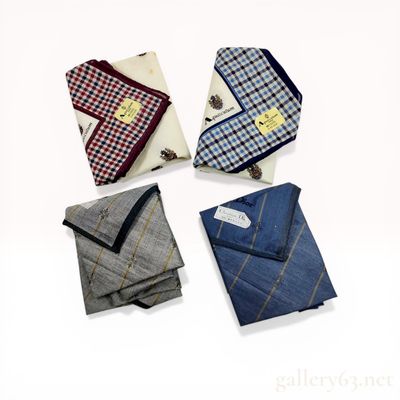 Sale Photo Thumbnail #519: A Collection of Four Aquascutum and Christian Dior 100% Cotton Designer Scarves/Pocket Squares