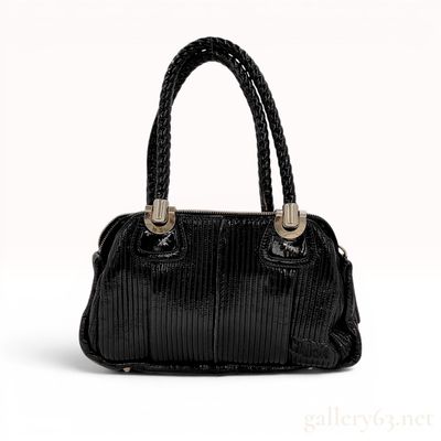 Sale Photo Thumbnail #142: Chloe Black Pleated Patent Leather Heloise Satchel