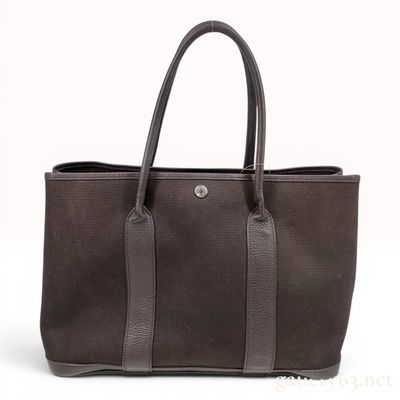 Sale Photo Thumbnail #383: An Hermes Toile and Negonda Leather Garden Party 36 Tote Bag
