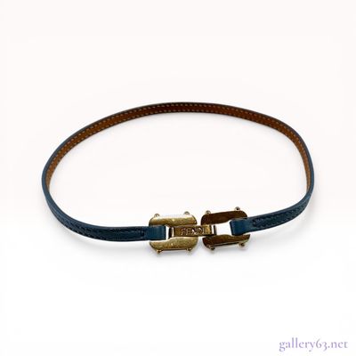 Sale Photo Thumbnail #536: Fendi Blue Leather and Gold-Tone Clasp Bracelet