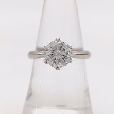 Sale Photo Thumbnail #503: Platinum Solitaire Ring with 1.53 Carat Round Brilliant Cut Natural Diamond