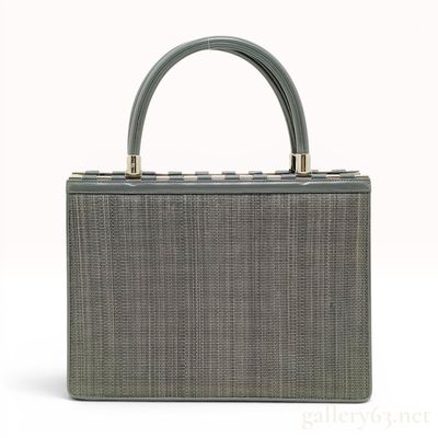 Sale Photo Thumbnail #580: Comtesse Swagger Structured Gray Woven Horsehair and Leather Top Handle Bag