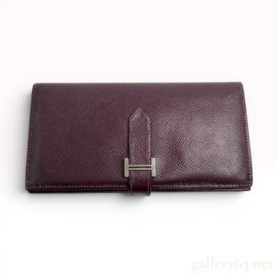 Sale Photo Thumbnail #40: Hermes Bearn Soufflet Long Wallet in Raisin Epsom Leather