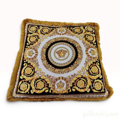 Sale Photo Thumbnail #574: VERSACE Medusa Barocco Print Fringed Cushion