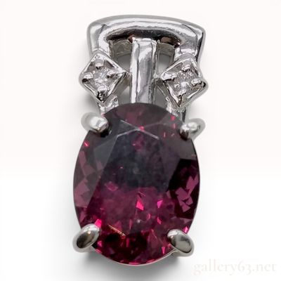 Sale Photo Thumbnail #393: Platinum, 2.61ct Rhodolite Garnet, and Diamond Pendant