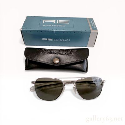 Sale Photo Thumbnail #95: Randolph Engineering Matte Chrome Aviator Sunglasses with Case and Maintenance Kit