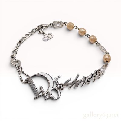 Sale Photo Thumbnail #98: Christian Dior Silver-Tone Logo and Faux Pearl Charm Bracelet