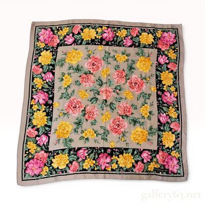 Sale Photo Thumbnail #241: Yves Saint Laurent Vintage Floral Silk Scarf with Jacquard Paisley Pattern