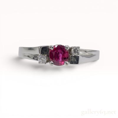 Sale Photo Thumbnail #398: 14kt White Gold Ruby and Diamond Dress Ring