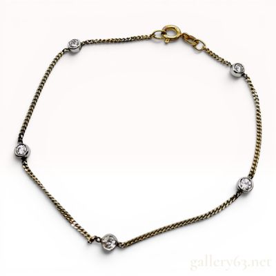 Sale Photo Thumbnail #375: Unoaerre Italian 14K Yellow and White Gold Station Bracelet