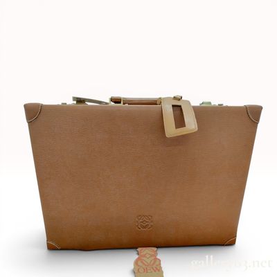 Sale Photo Thumbnail #49: Loewe Vintage Tan Grained Leather Hard Sided Attache Briefcase
