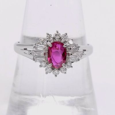 Sale Photo Thumbnail #138: Platinum, Ruby, and Diamond Cocktail Ring size 7.5