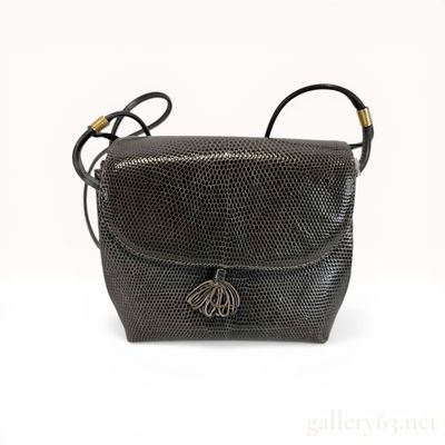 Sale Photo Thumbnail #617: Lanvin Paris Vintage Gray Lizard Skin Crossbody Bag